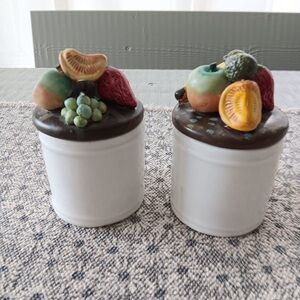 Vintage 2pc  3D Fruit Kitchen Canisters
